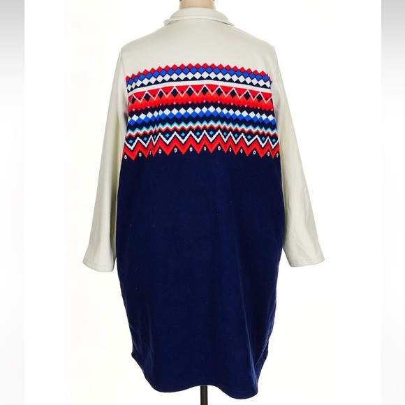 Lands' End Fleece Mock Neck Quarter Zip Fair Isle Dress Plus  Size 3X 24W 26W - Picture 3 of 9